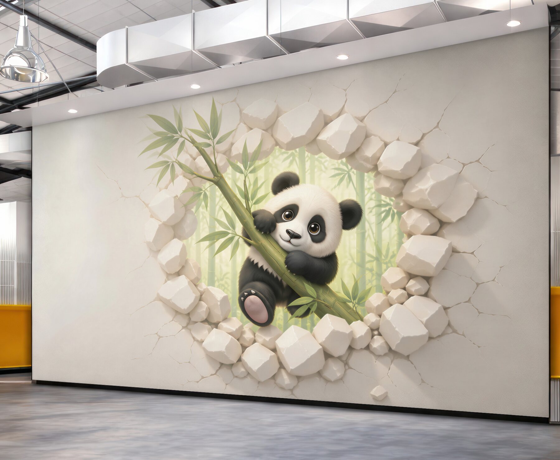 Fototapeta panda na bambusie 3D do pokoju dziecka