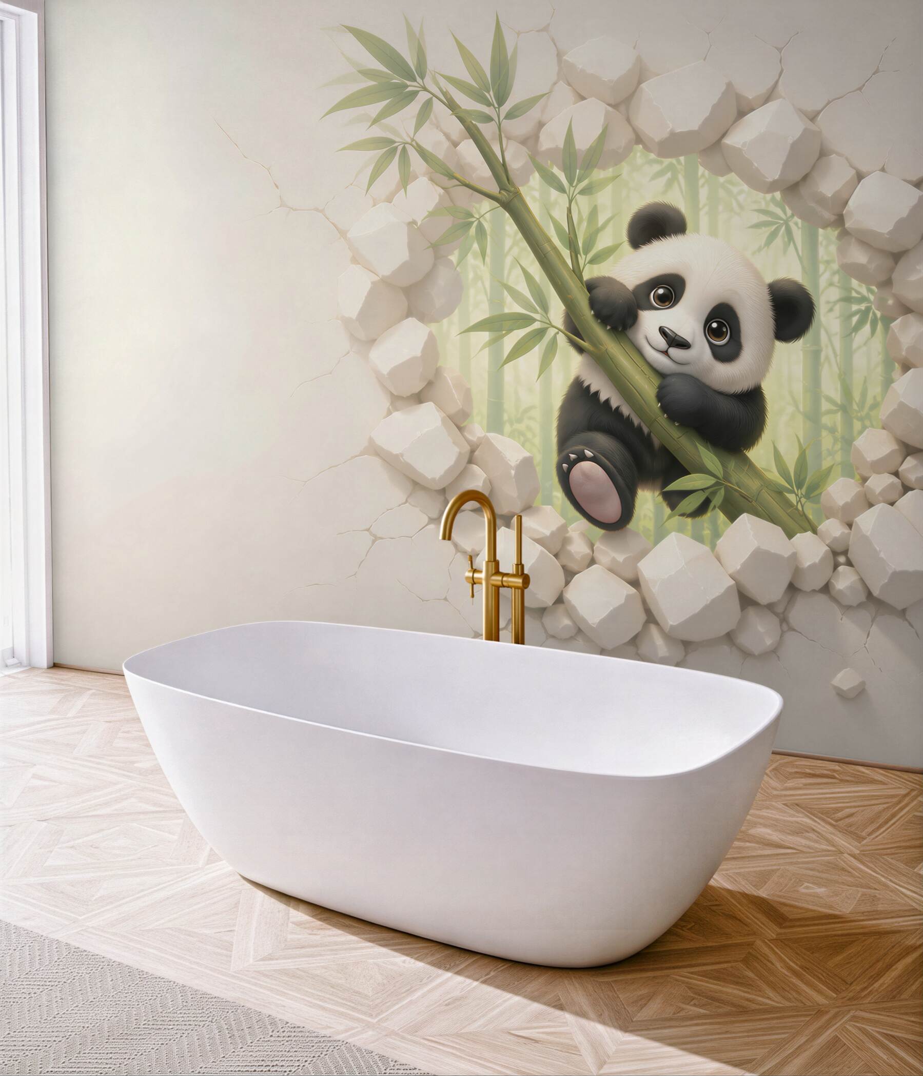Fototapeta panda na bambusie 3D do pokoju dziecka