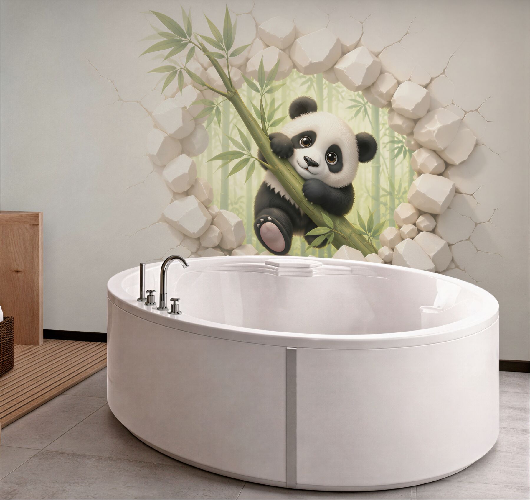 Fototapeta panda na bambusie 3D do pokoju dziecka