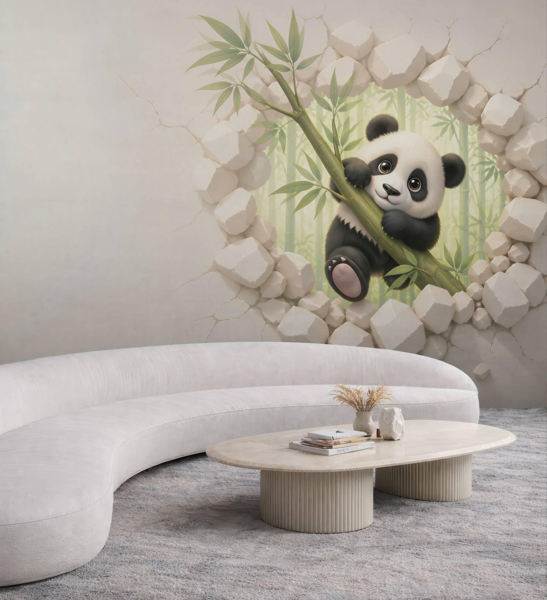 Fototapeta panda na bambusie 3D do pokoju dziecka