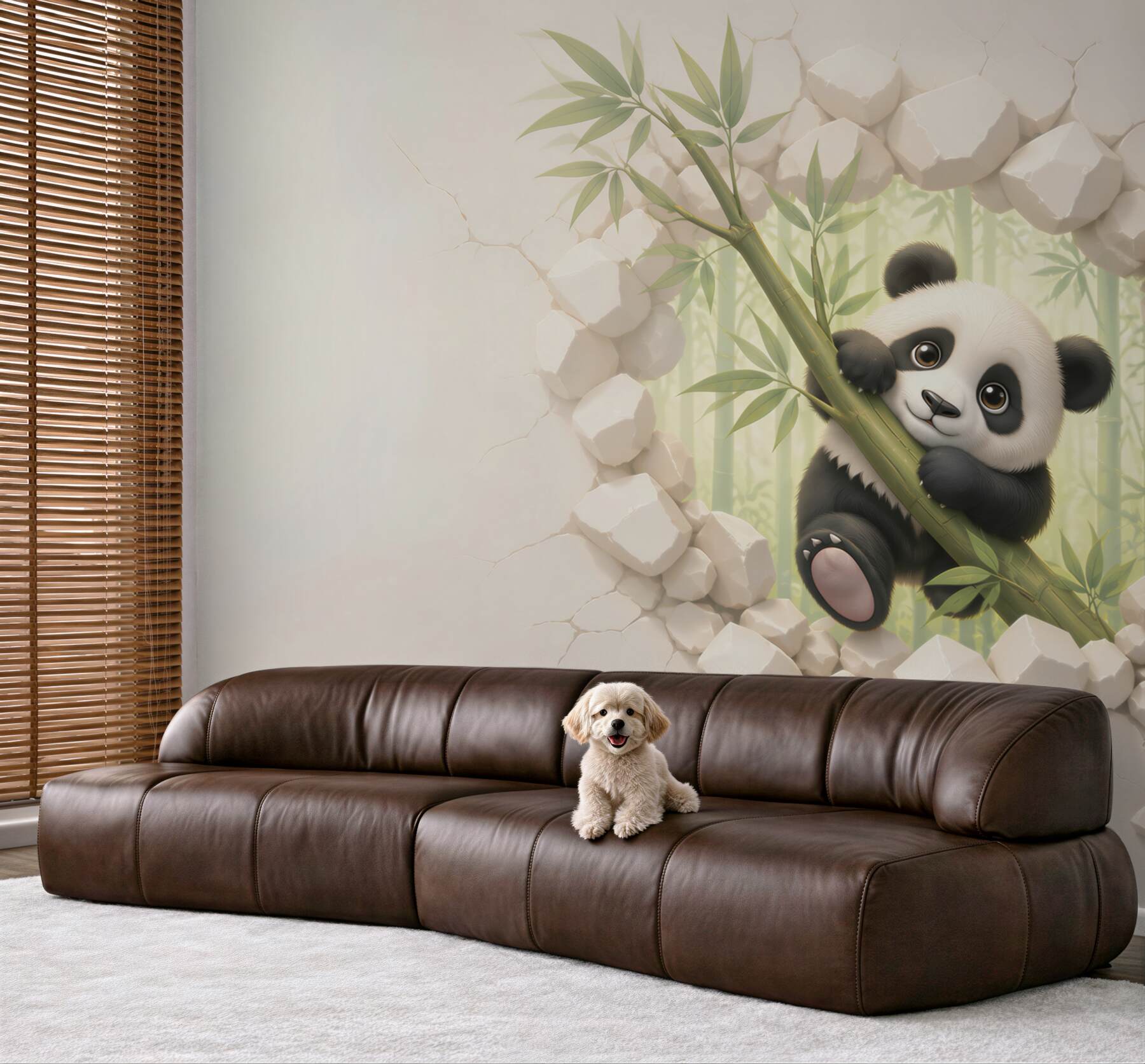 Fototapeta panda na bambusie 3D do pokoju dziecka