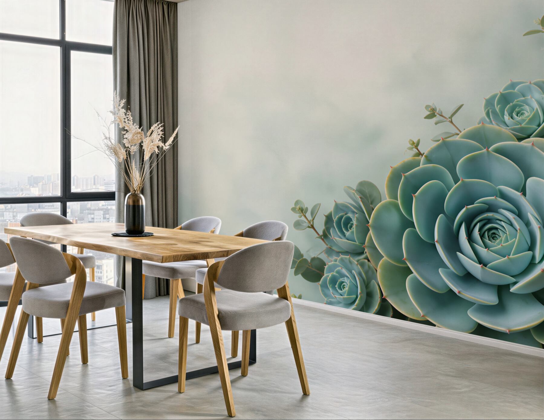 Fototapeta sukulenty echeveria miętowe na jasnym tle botaniczna