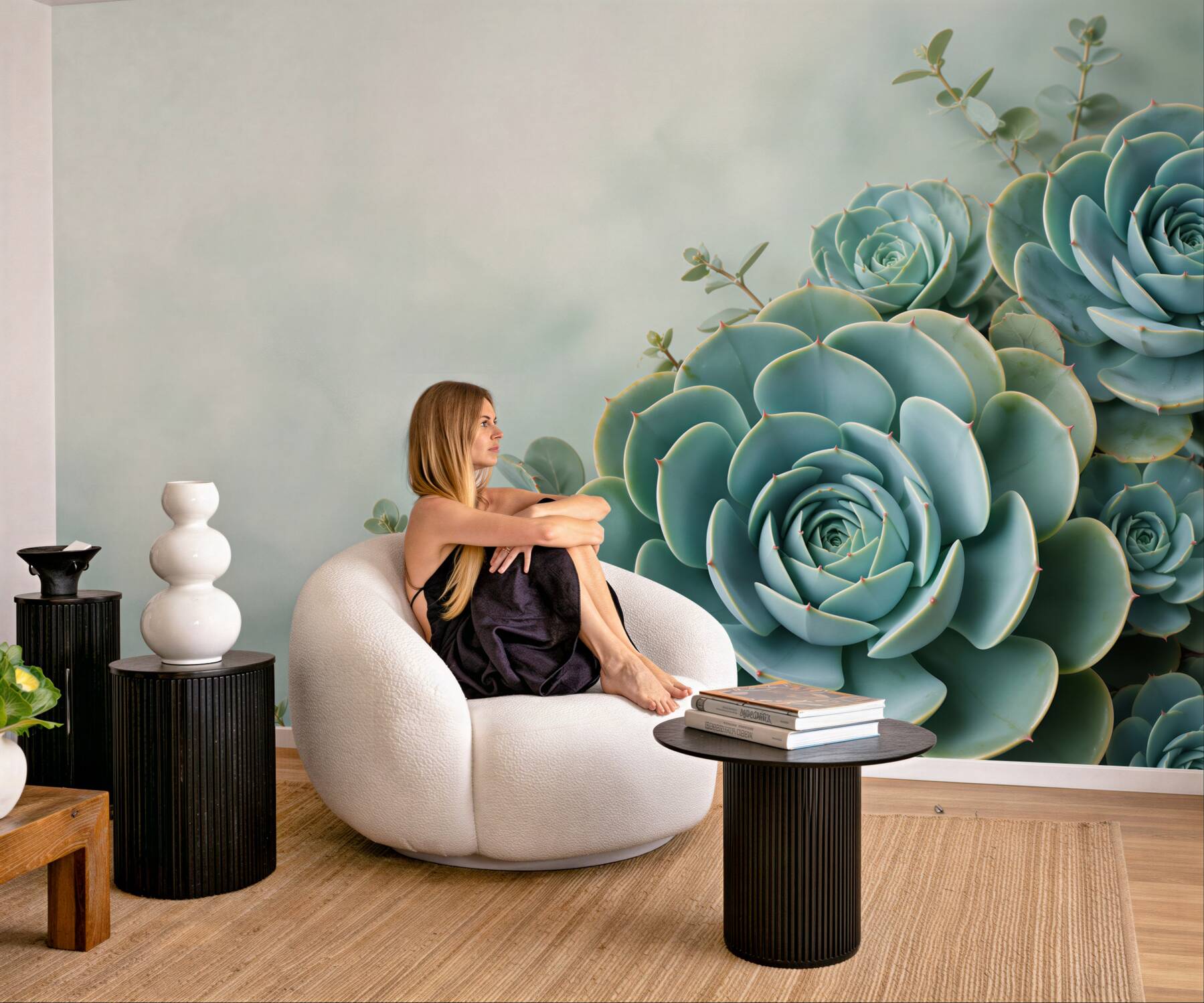 Fototapeta sukulenty echeveria miętowe na jasnym tle botaniczna