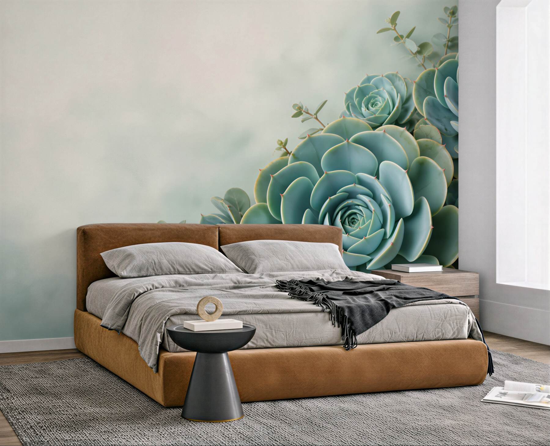 Fototapeta sukulenty echeveria miętowe na jasnym tle botaniczna
