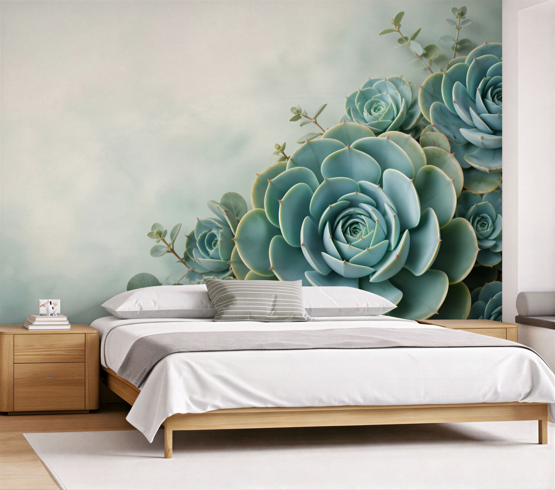 Fototapeta sukulenty echeveria miętowe na jasnym tle botaniczna