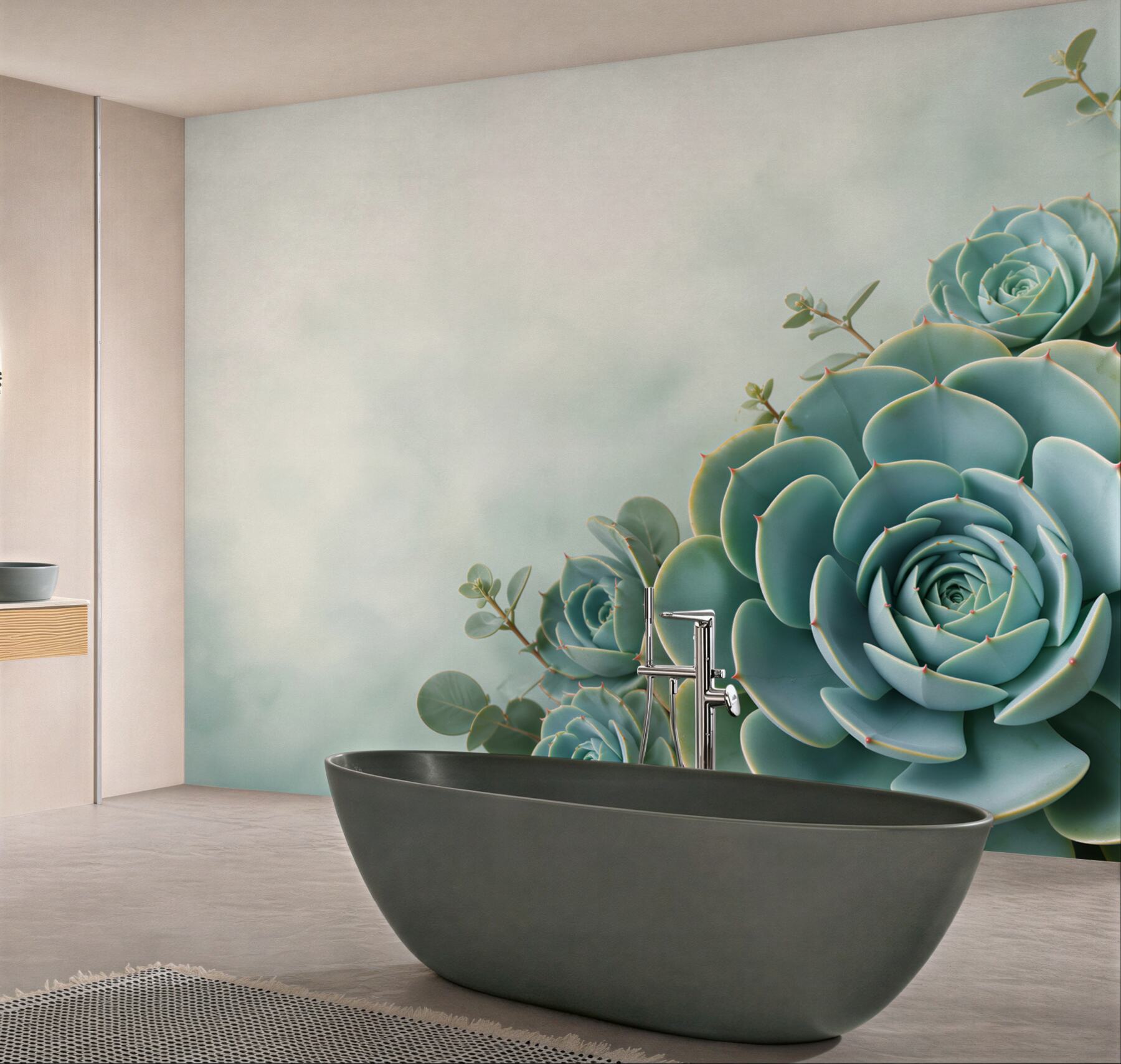 Fototapeta sukulenty echeveria miętowe na jasnym tle botaniczna