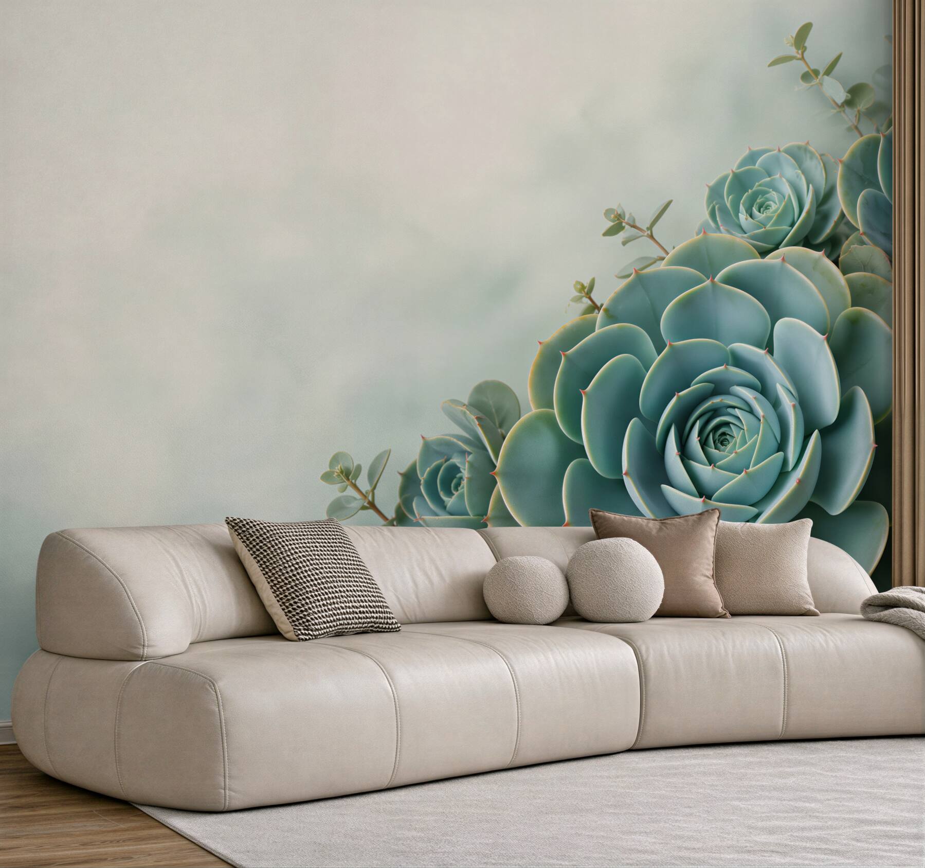 Fototapeta sukulenty echeveria miętowe na jasnym tle botaniczna