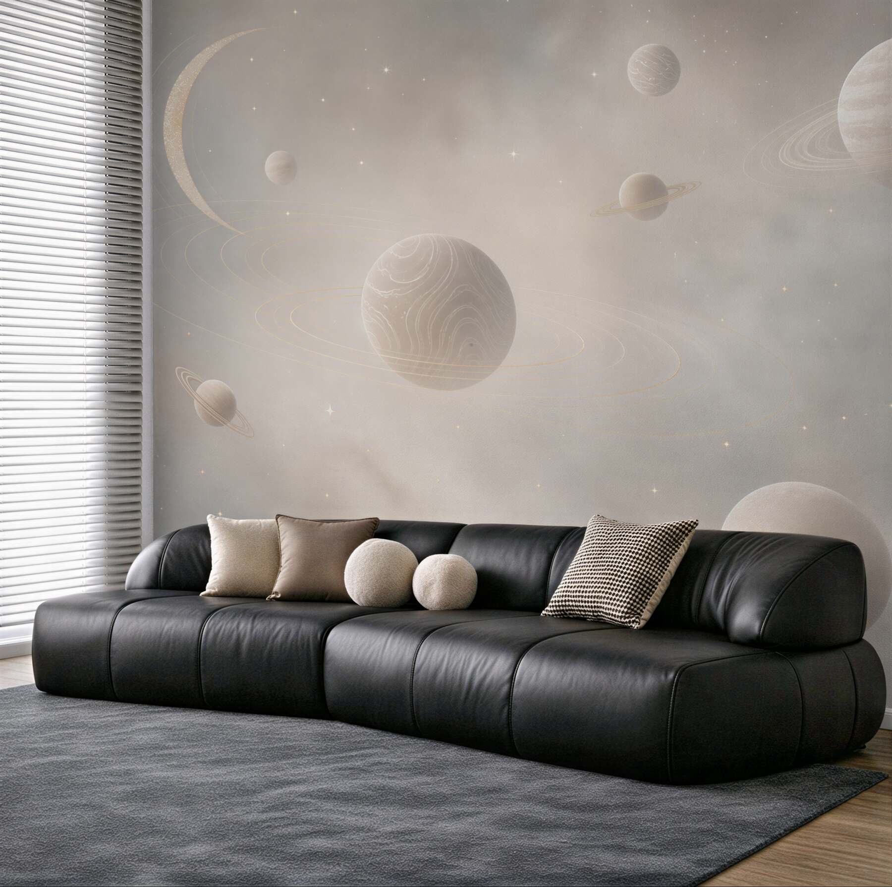 Fototapeta planety i księżyce w pastelowym kosmosie dla pokoju dziecka