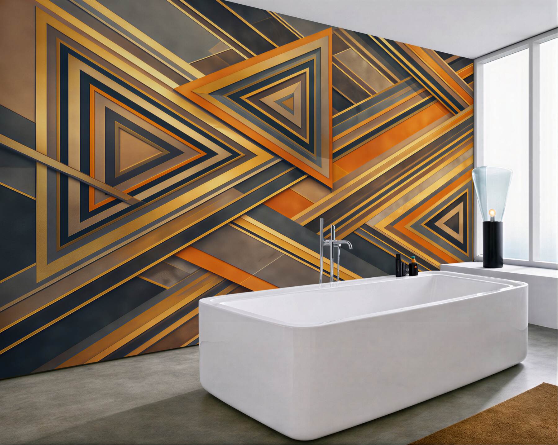 Fototapeta abstrakcyjne trójkąty złoto grafitowe w stylu art deco