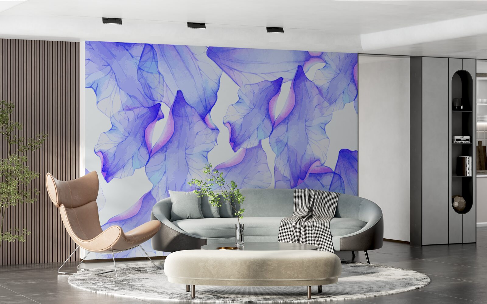 Fototapet boboci de flori cu o nuanță violet transparent