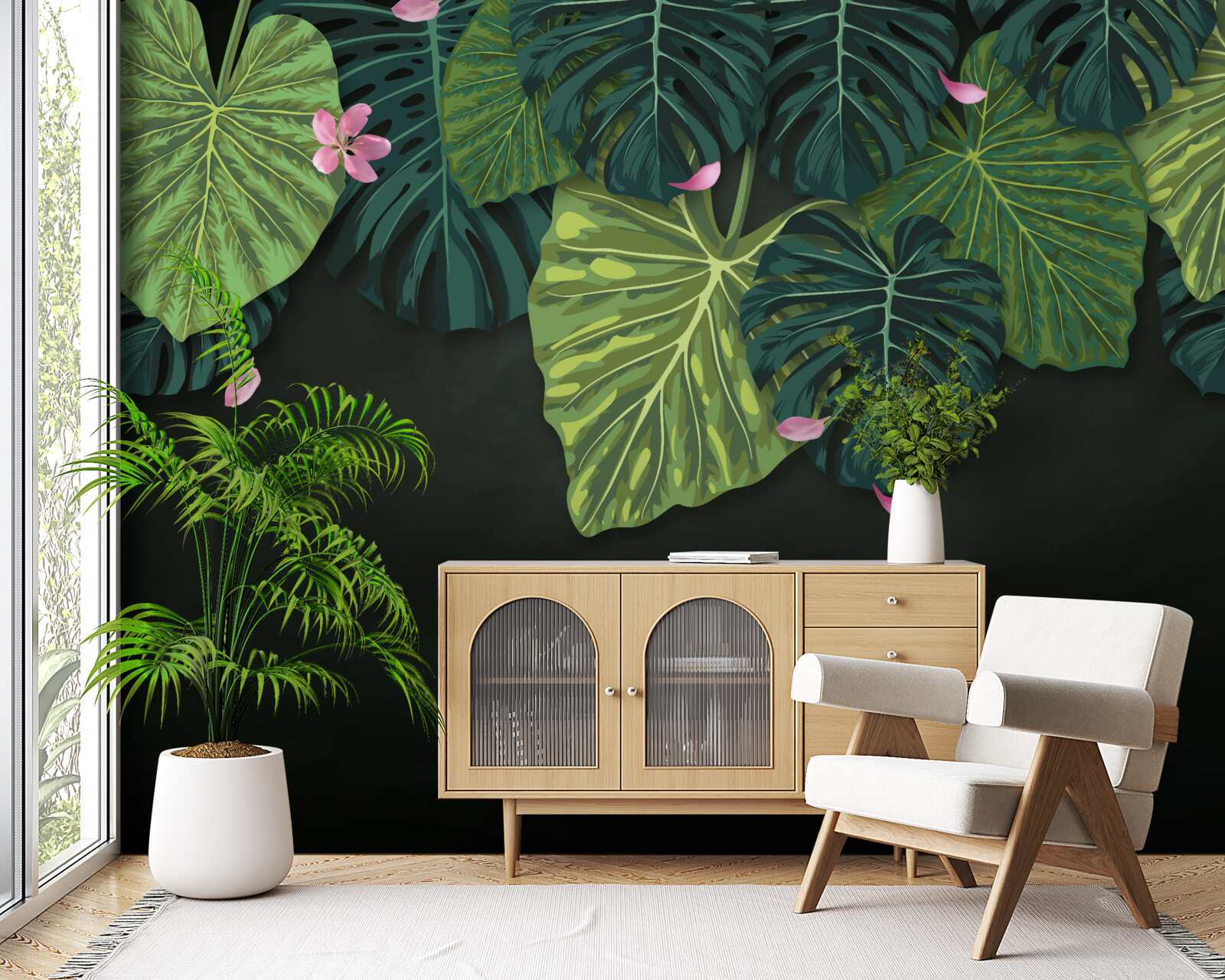Fototapet frunze tropicale noaptea