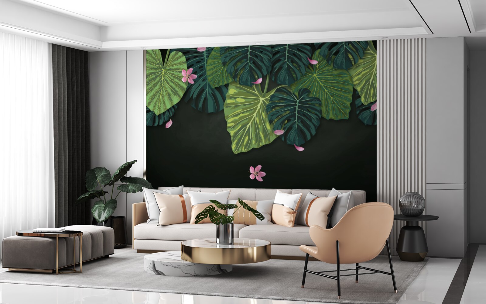 Fototapet frunze tropicale noaptea
