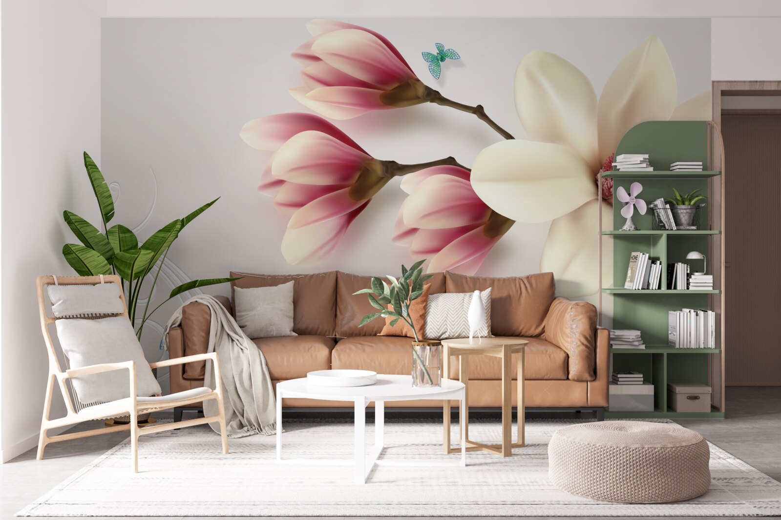 Fototapet magnolie albă în plină înflorire