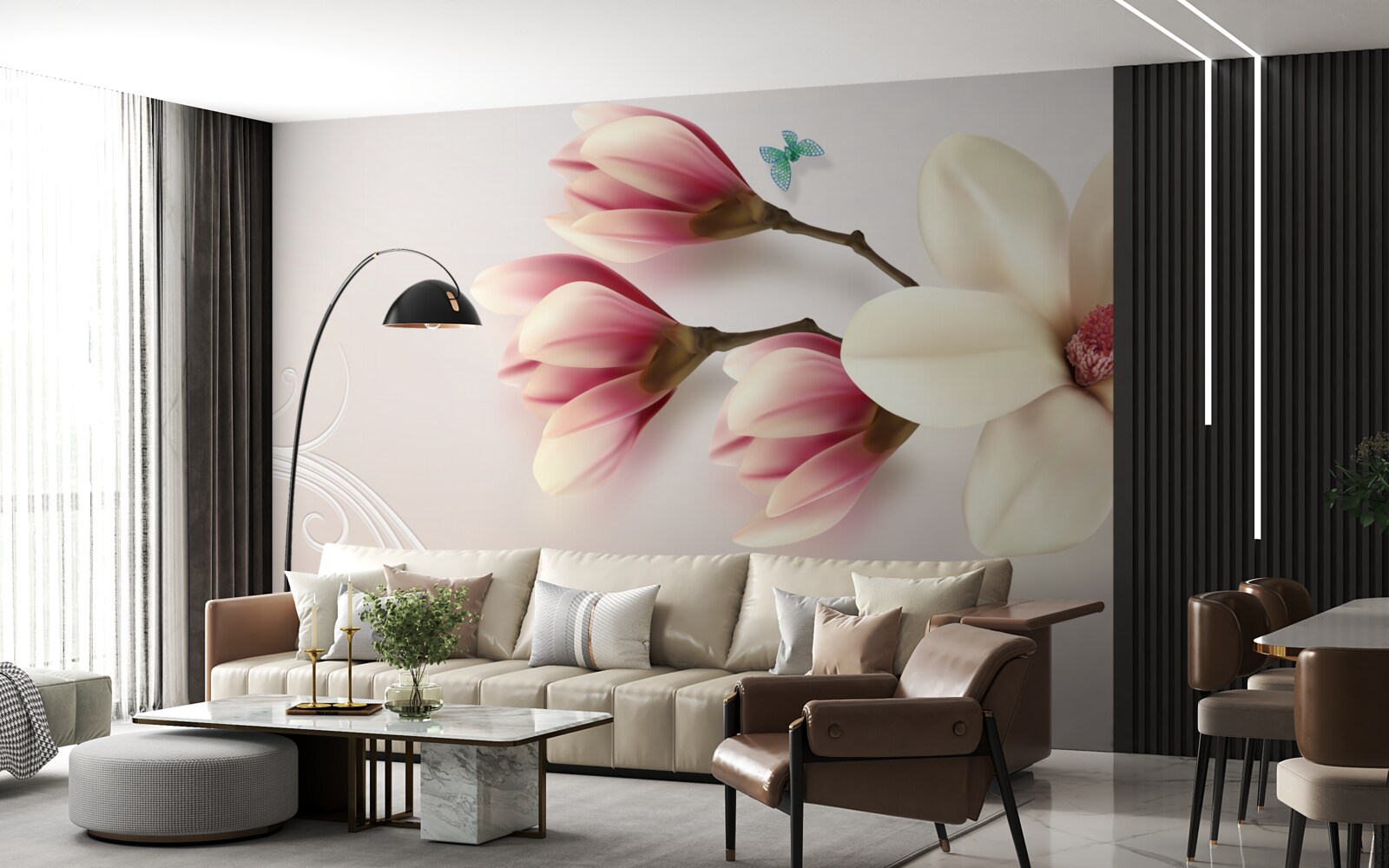 Fototapet magnolie albă în plină înflorire