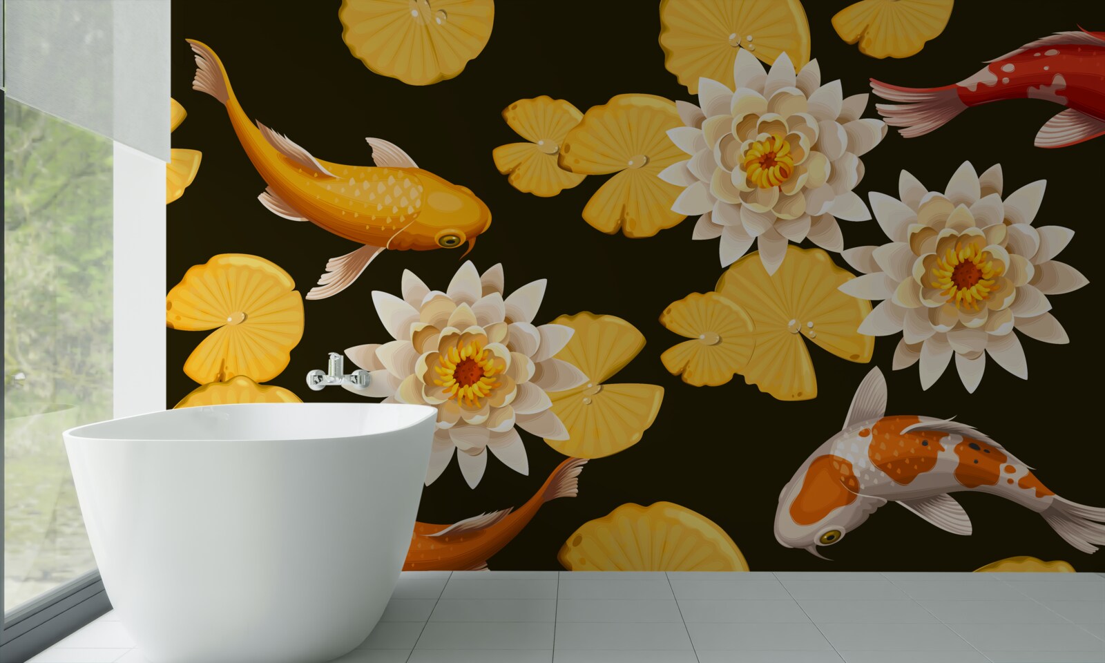 Fototapet lacul de toamnă este decorat cu lotus înflorit