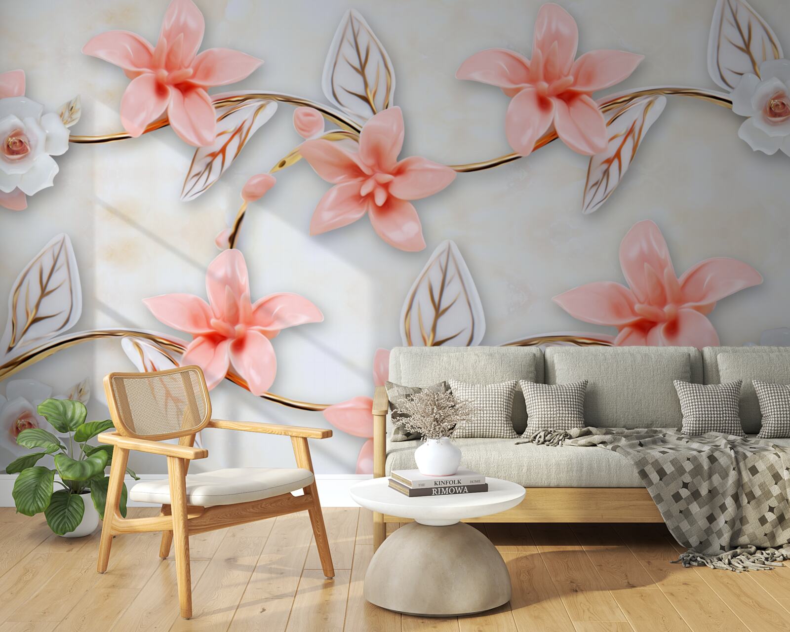 Fototapet magnolii roz pe ramuri