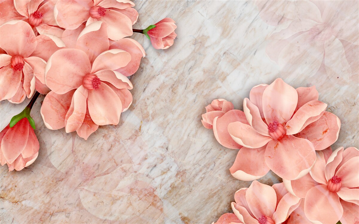 Fototapet magnolii cu flori roz