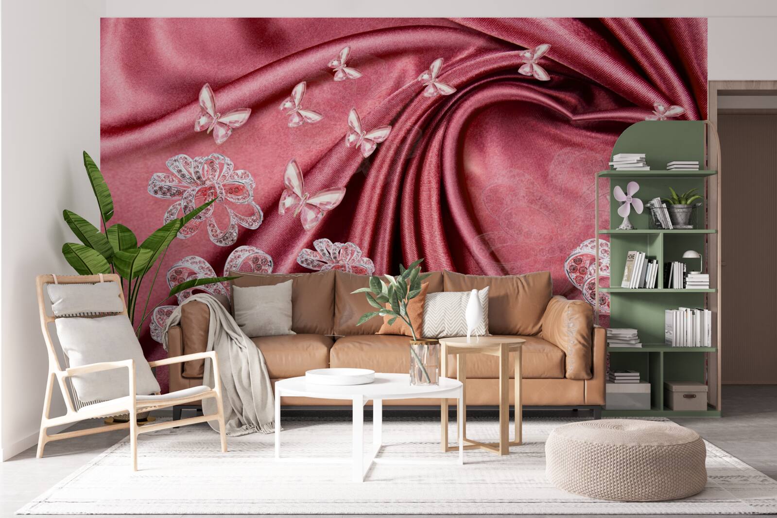 Fototapet decorațiuni florale pe mătase