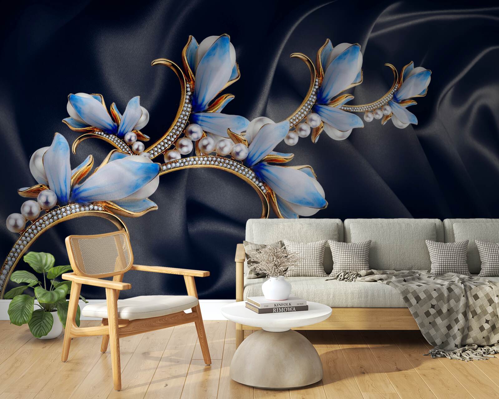 Fototapet ramurile unui arbore de magnolie care nu și-a deschis încă florile albastre