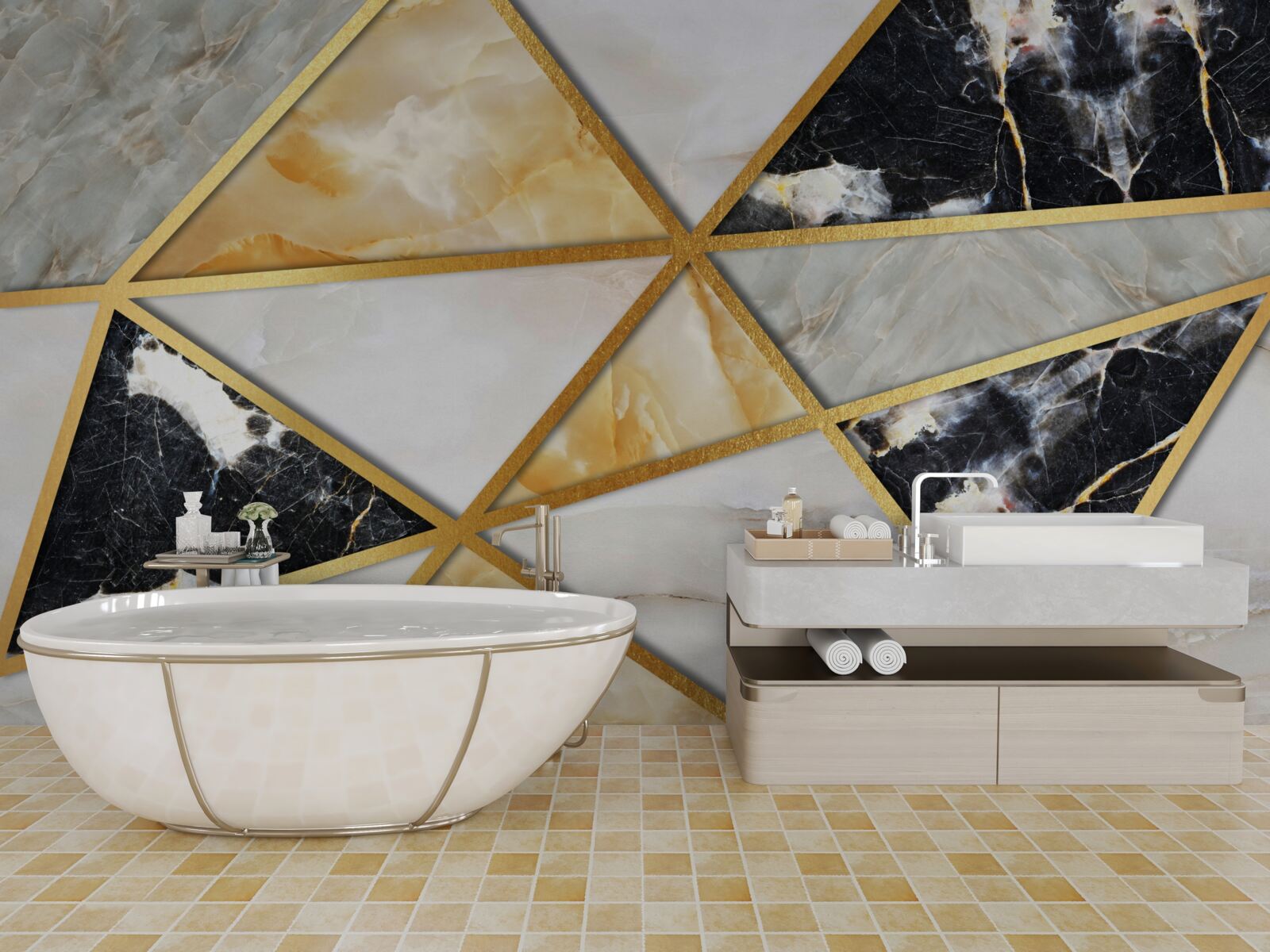 Fototapet fundal de marmură cu model geometric