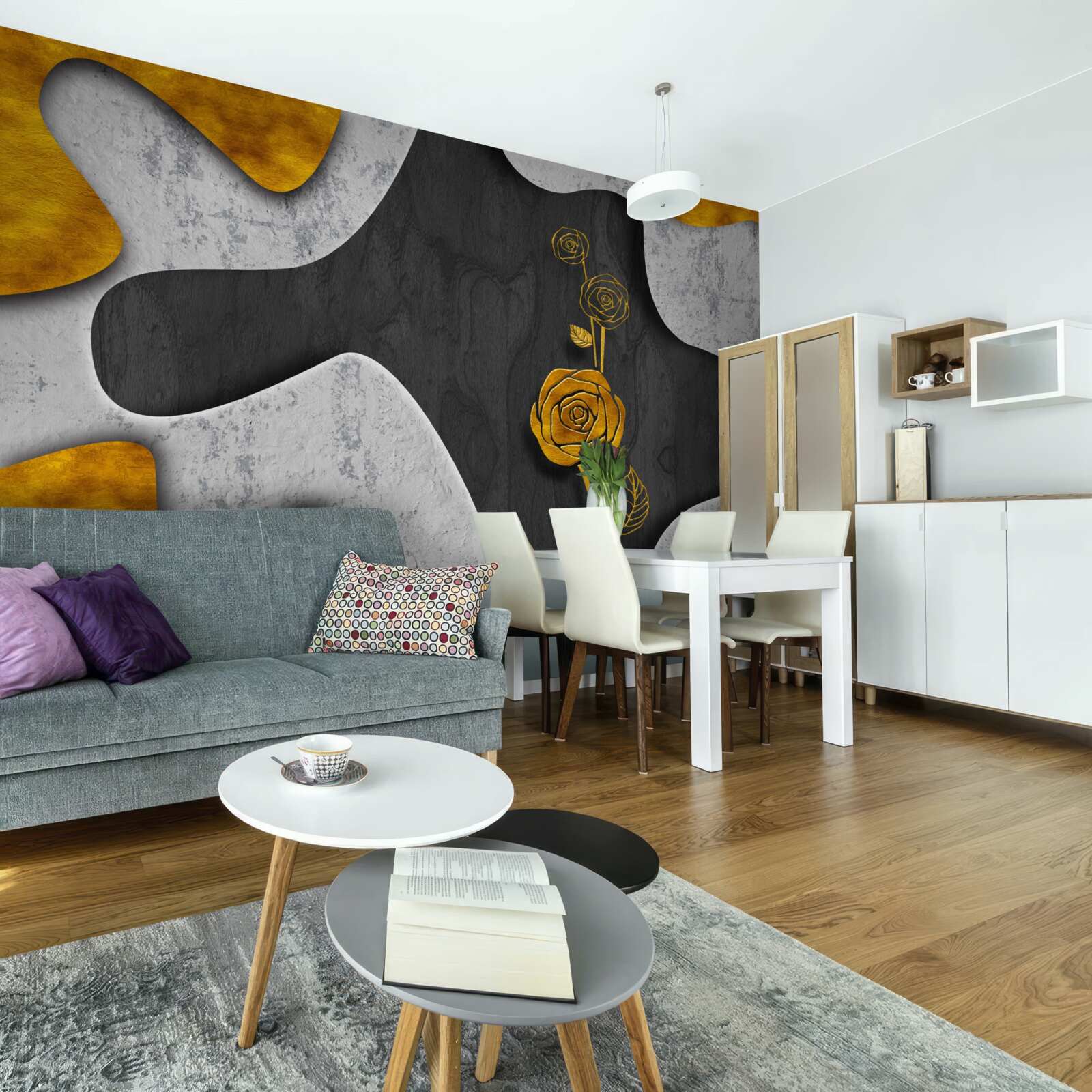 Fototapet trandafir de aur în decor