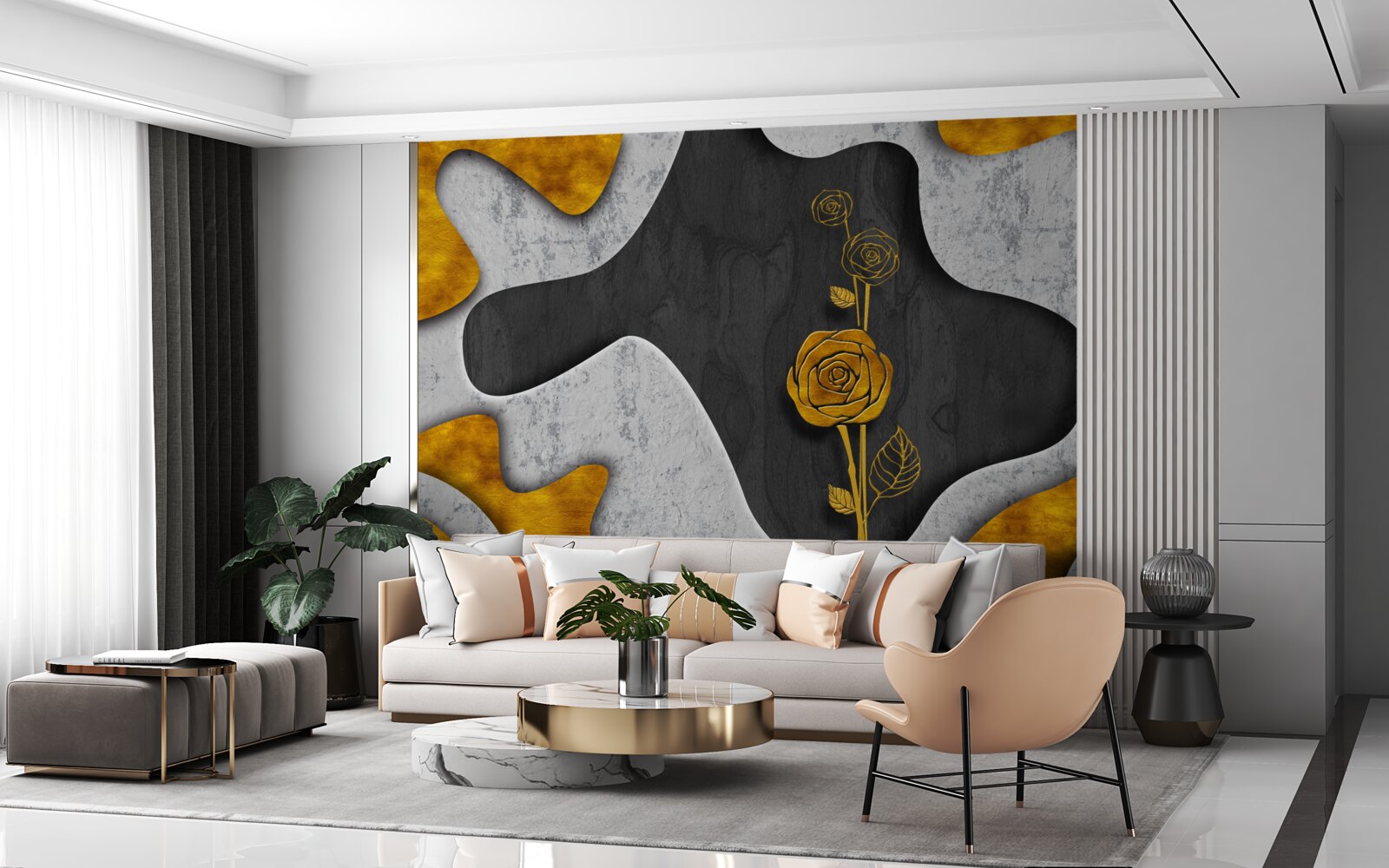 Fototapet trandafir de aur în decor
