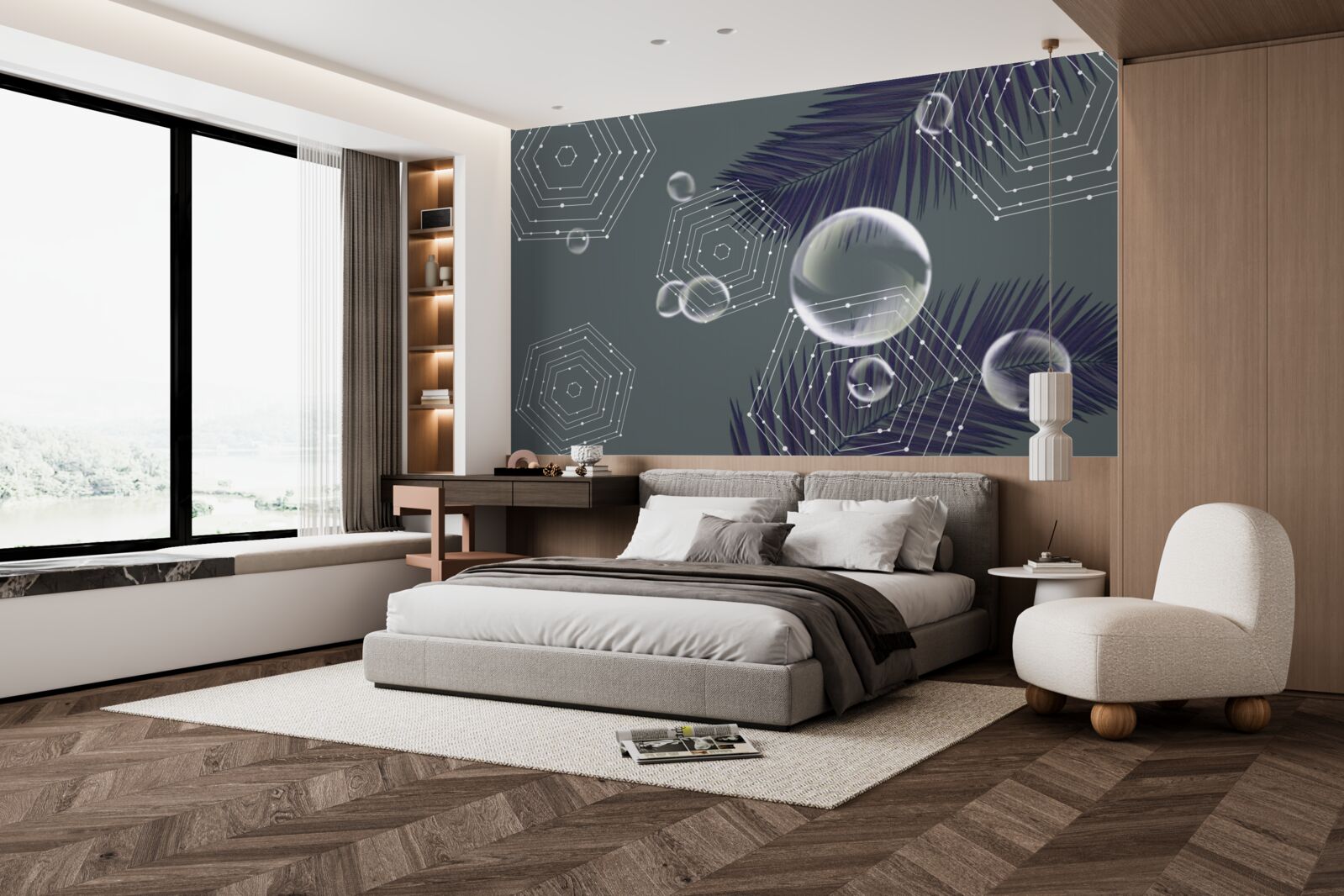 Fototapet geometrie și forme de frunze