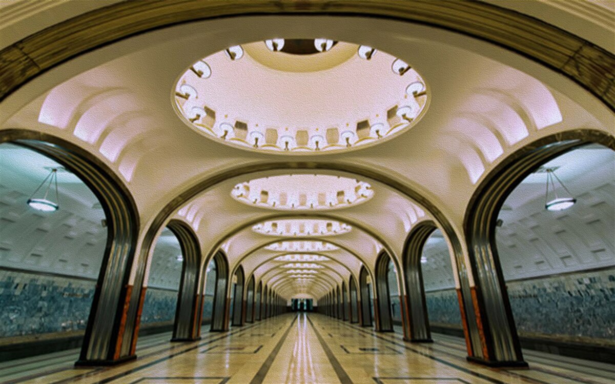 Fototapet reprezentare vizuală a unui tunel de metrou